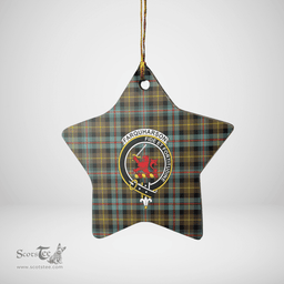 Scottish Farquharson Weathered Clan Tartan Crest Star Ceramic Ornament