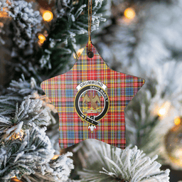 Scottish Drummond of Strathallan Clan Tartan Crest Star Ceramic Ornament