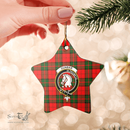 Scottish Dunbar Modern Clan Tartan Crest Star Ceramic Ornament