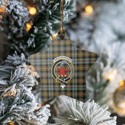 Scottish Farquharson Weathered Clan Tartan Crest Star Ceramic Ornament