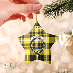 Scottish Barclay Dress Modern Clan Tartan Crest Star Ceramic Ornament