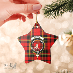 Scottish Brodie Modern Clan Tartan Crest Star Ceramic Ornament