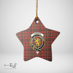 Scottish Cumming Hunting Weathered Clan Tartan Crest Star Ceramic Ornament