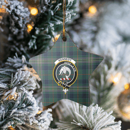 Scottish Kennedy Modern Clan Tartan Crest Star Ceramic Ornament