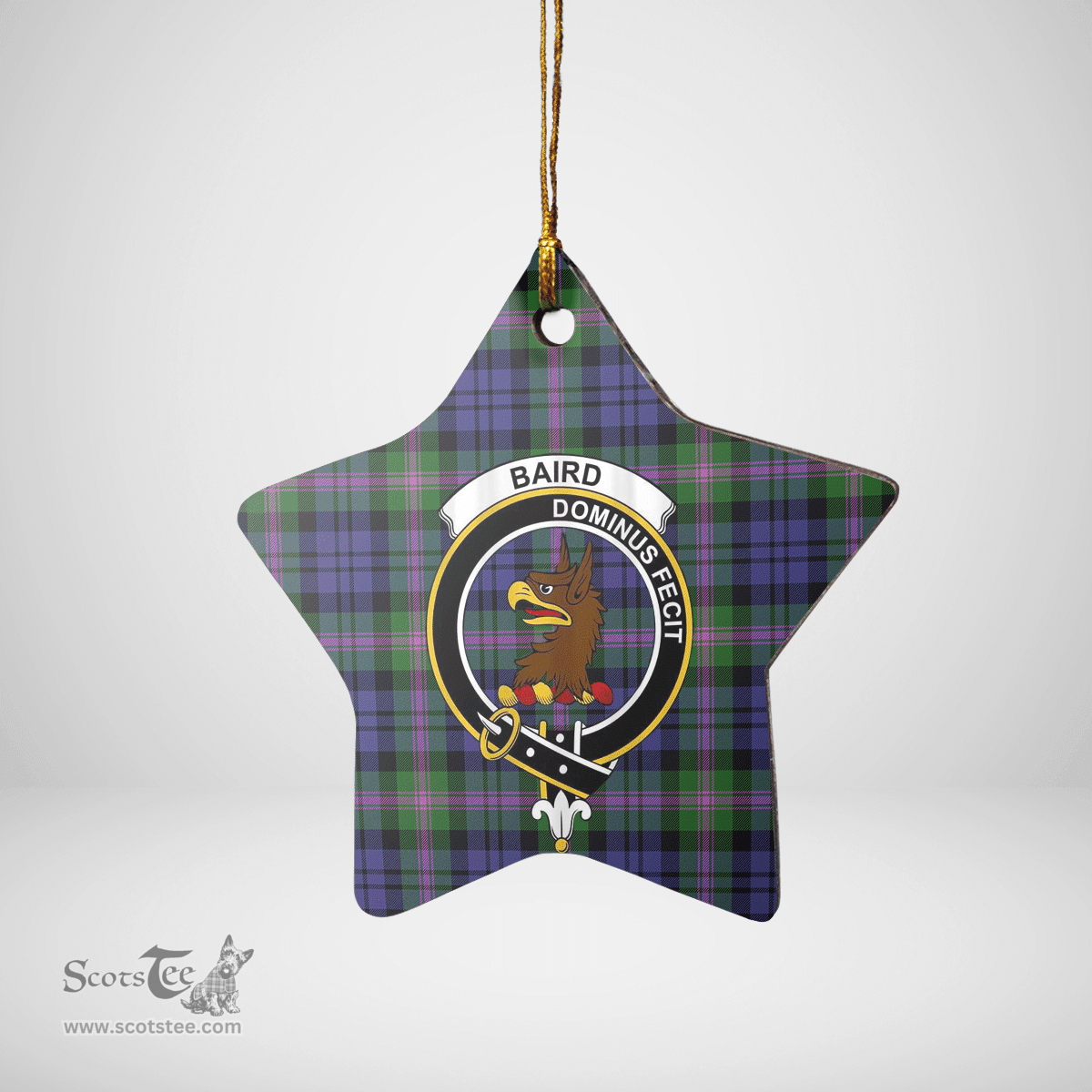 Scottish Baird Modern Clan Tartan Crest Star Ceramic Ornament