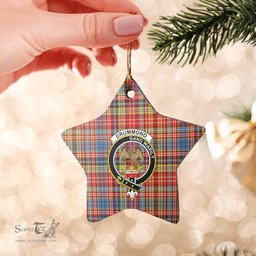 Scottish Drummond of Strathallan Clan Tartan Crest Star Ceramic Ornament