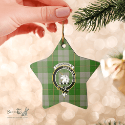 Scottish Cunningham Dress Green Dancers Clan Tartan Crest Star Ceramic Ornament