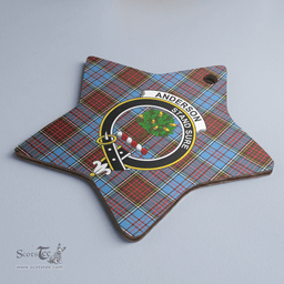 Scottish Anderson Modern Clan Tartan Crest Star Ceramic Ornament