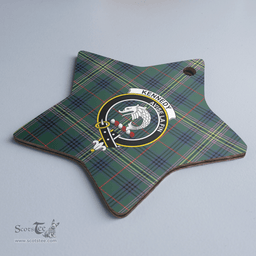 Scottish Kennedy Modern Clan Tartan Crest Star Ceramic Ornament