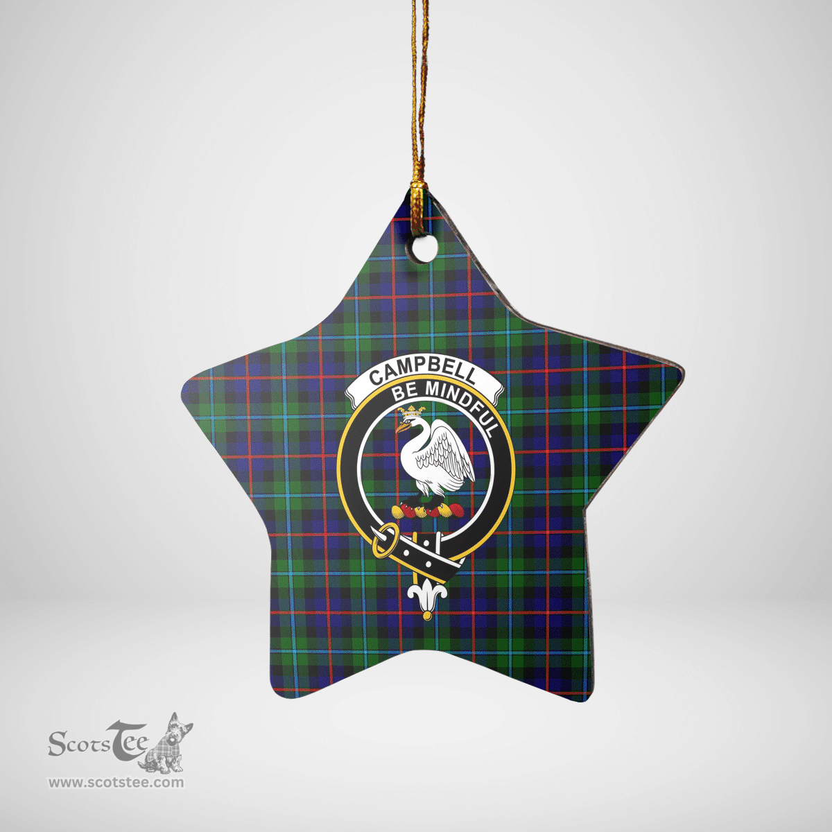 Scottish Campbel of Cawdor Modern Clan Tartan Crest Star Ceramic Ornament