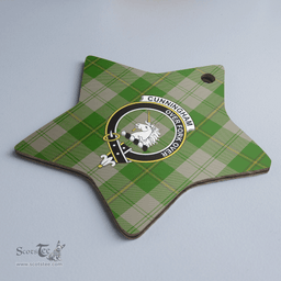 Scottish Cunningham Dress Green Dancers Clan Tartan Crest Star Ceramic Ornament