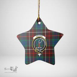 Scottish Fraser Hunting Ancient Clan Tartan Crest Star Ceramic Ornament