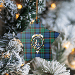 Scottish Fletcher Ancient Clan Tartan Crest Star Ceramic Ornament