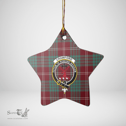 Scottish Crawford Modern Clan Tartan Crest Star Ceramic Ornament