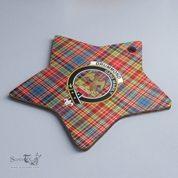 Scottish Drummond of Strathallan Clan Tartan Crest Star Ceramic Ornament
