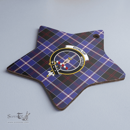 Scottish Dunlop Modern Clan Tartan Crest Star Ceramic Ornament
