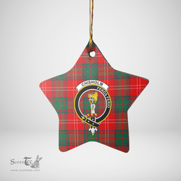 Scottish Chisholm Modern Clan Tartan Crest Star Ceramic Ornament