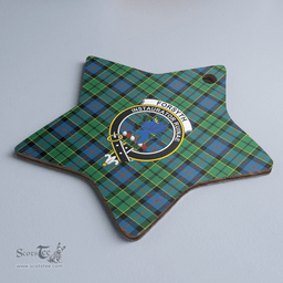 Scottish Forsyth Ancient Clan Tartan Crest Star Ceramic Ornament