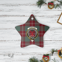 Scottish Crawford Modern Clan Tartan Crest Star Ceramic Ornament