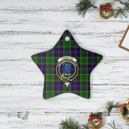 Scottish Forsyth Modern Clan Tartan Crest Star Ceramic Ornament