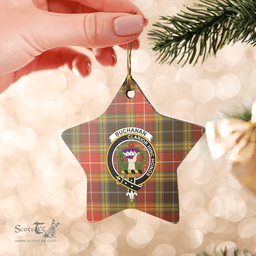 Scottish Buchanan Old Set Weathered Clan Tartan Crest Star Ceramic Ornament