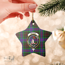 Scottish Brodie Hunting Modern Clan Tartan Crest Star Ceramic Ornament