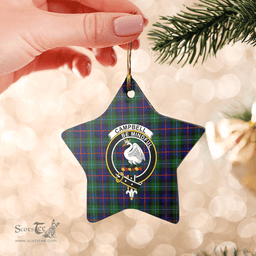 Scottish Campbel of Cawdor Modern Clan Tartan Crest Star Ceramic Ornament