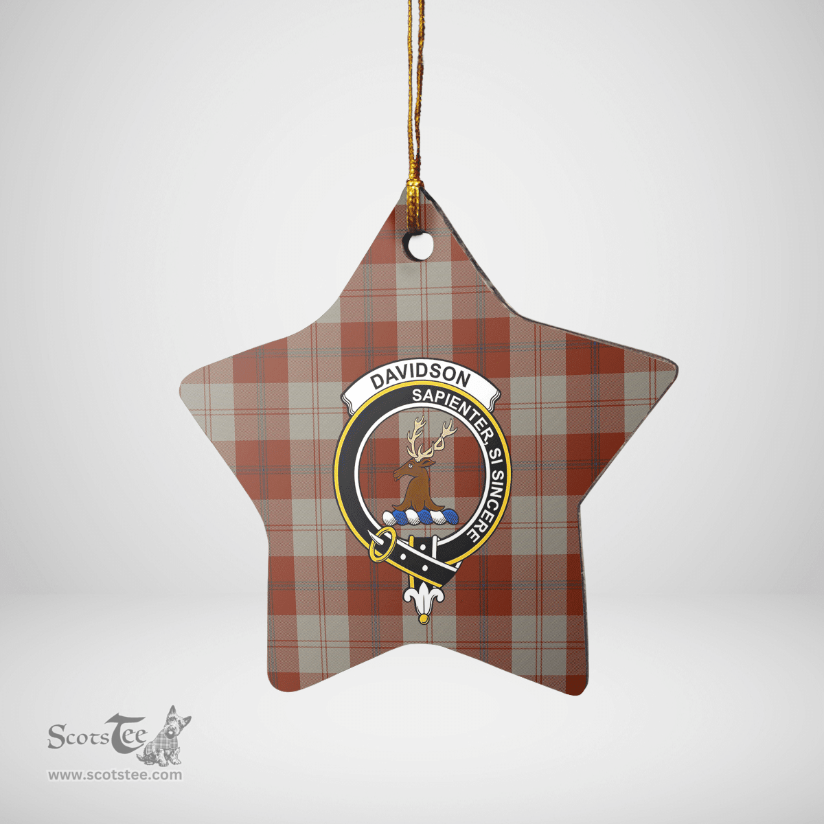 Scottish Davidson Dress Dancers Clan Tartan Crest Star Ceramic Ornament