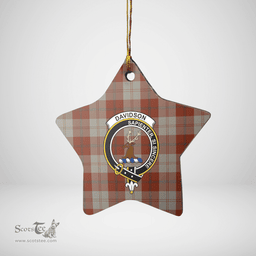 Scottish Davidson Dress Dancers Clan Tartan Crest Star Ceramic Ornament
