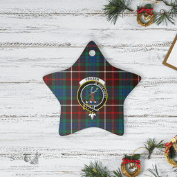 Scottish Fraser Hunting Ancient Clan Tartan Crest Star Ceramic Ornament