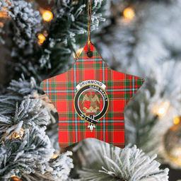 Scottish Drummond of Perth Clan Tartan Crest Star Ceramic Ornament