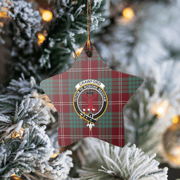 Scottish Crawford Modern Clan Tartan Crest Star Ceramic Ornament