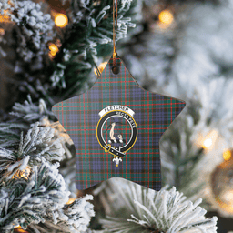 Scottish Fletcher of Dunans Clan Tartan Crest Star Ceramic Ornament