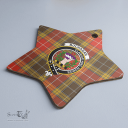 Scottish Buchanan Old Set Weathered Clan Tartan Crest Star Ceramic Ornament
