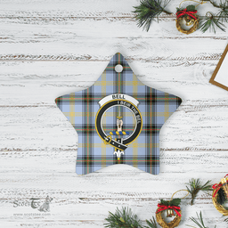 Scottish Bell of the Borders Clan Tartan Crest Star Ceramic Ornament