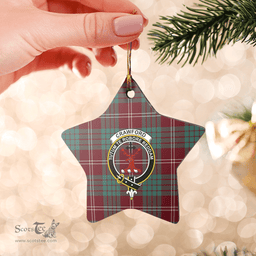 Scottish Crawford Modern Clan Tartan Crest Star Ceramic Ornament