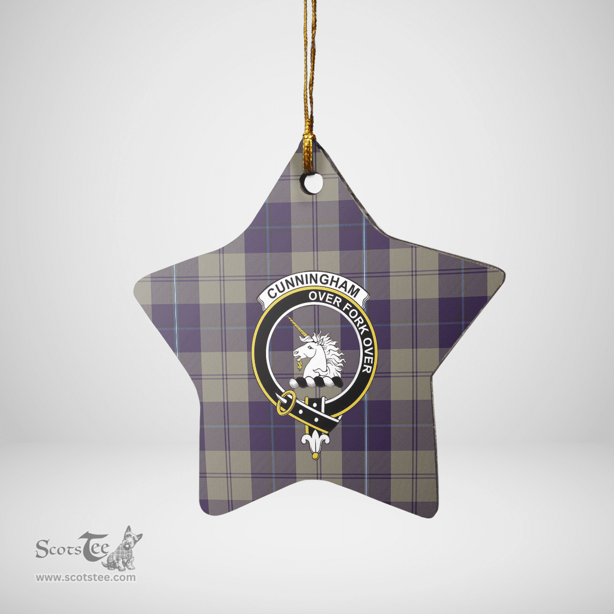 Scottish Cunningham Dress Blue Dancers Clan Tartan Crest Star Ceramic Ornament