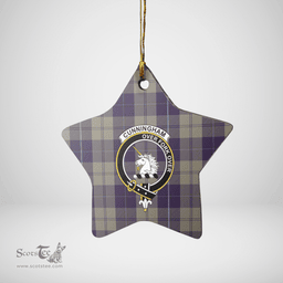 Scottish Cunningham Dress Blue Dancers Clan Tartan Crest Star Ceramic Ornament