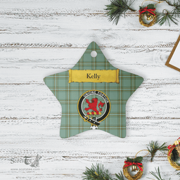 Scottish Kelly Dress Clan Tartan Crest Star Ceramic Ornament
