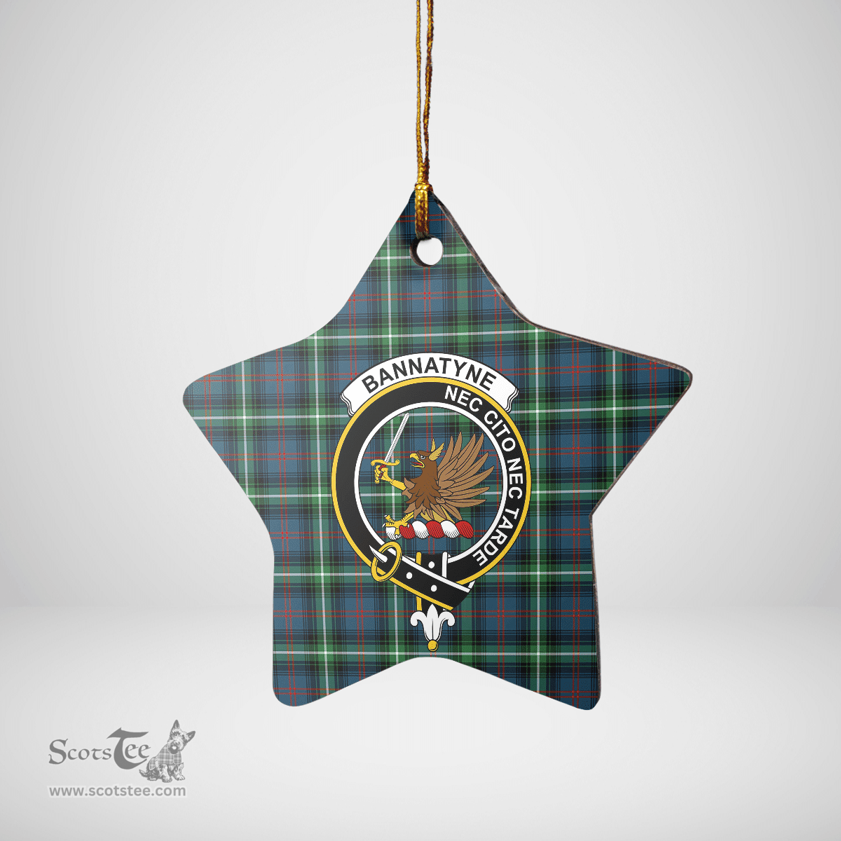Scottish Bannatyne 1 Clan Tartan Crest Star Ceramic Ornament