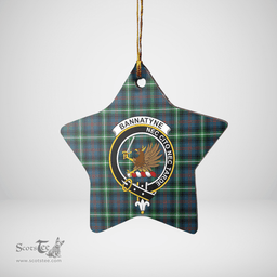 Scottish Bannatyne 1 Clan Tartan Crest Star Ceramic Ornament