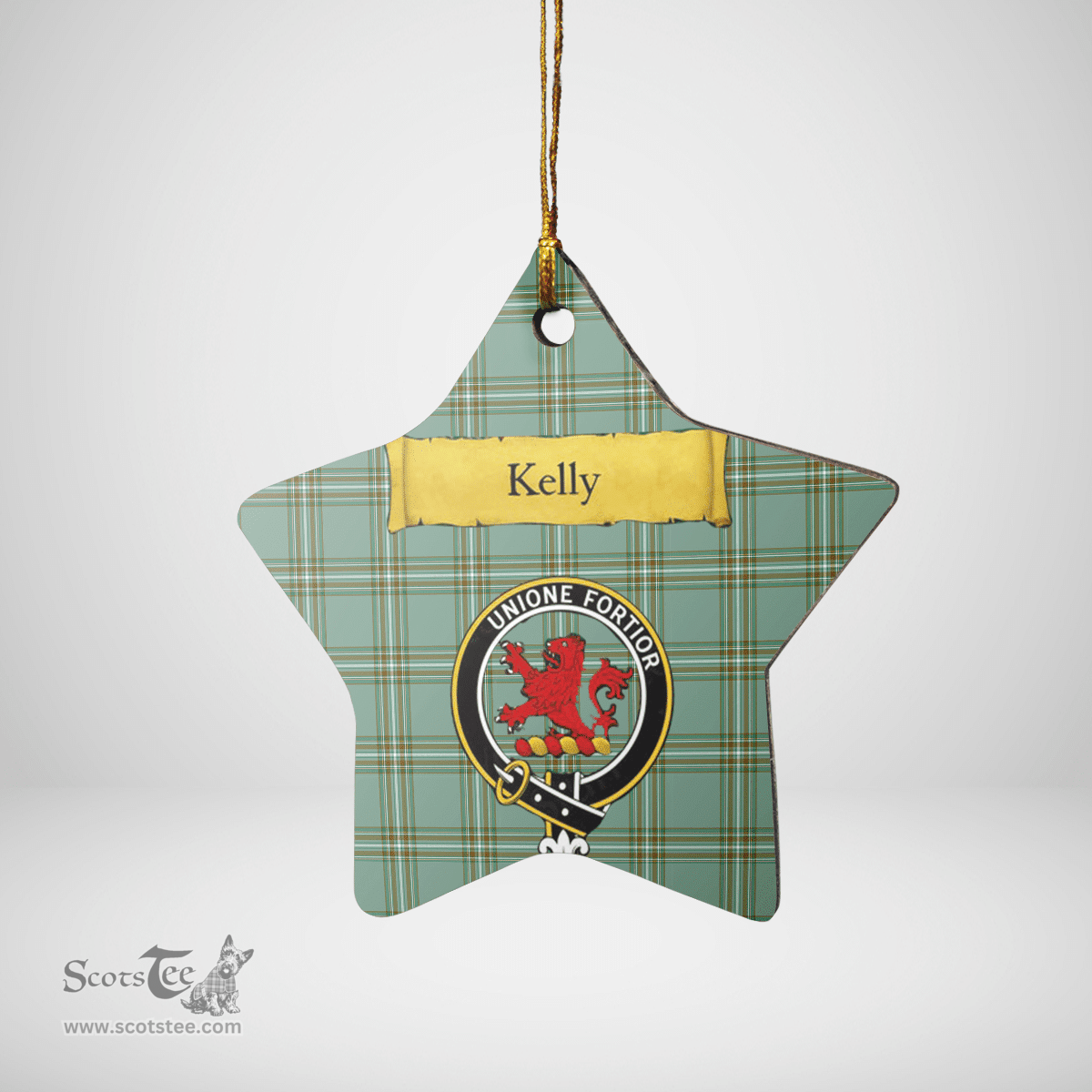 Scottish Kelly Dress Clan Tartan Crest Star Ceramic Ornament