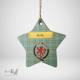 Scottish Kelly Dress Clan Tartan Crest Star Ceramic Ornament