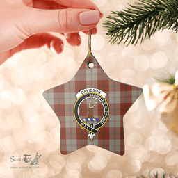 Scottish Davidson Dress Dancers Clan Tartan Crest Star Ceramic Ornament