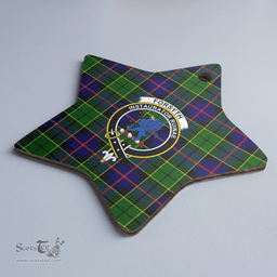 Scottish Forsyth Modern Clan Tartan Crest Star Ceramic Ornament