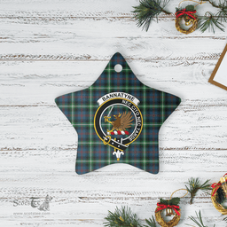 Scottish Bannatyne 1 Clan Tartan Crest Star Ceramic Ornament