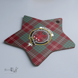 Scottish Crawford Modern Clan Tartan Crest Star Ceramic Ornament