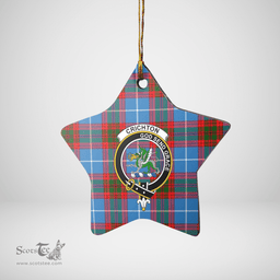 Scottish Crichton District Clan Tartan Crest Star Ceramic Ornament