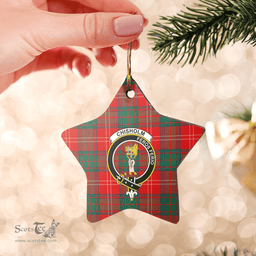 Scottish Chisholm Modern Clan Tartan Crest Star Ceramic Ornament