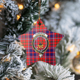 Scottish Cameron of Lochiel Modern Clan Tartan Crest Star Ceramic Ornament